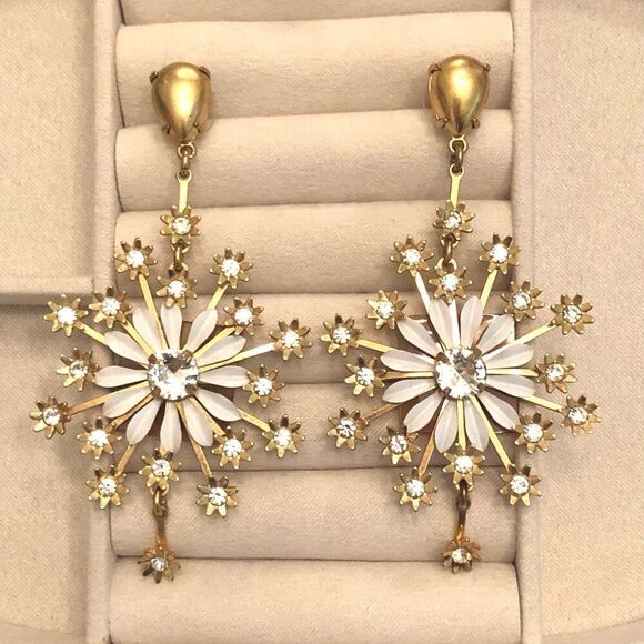 J.Crew | Enamel Floral Statement Earrings | 3.25” Length - Picture 1 of 3